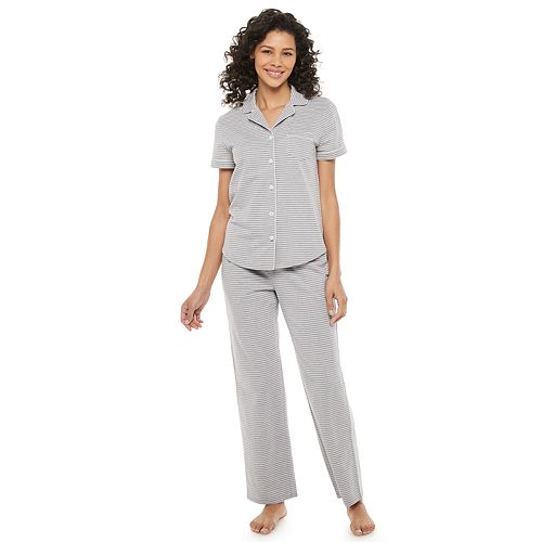 Petite Croft & Barrow® Short Sleeve Notch Collar Pajama Set