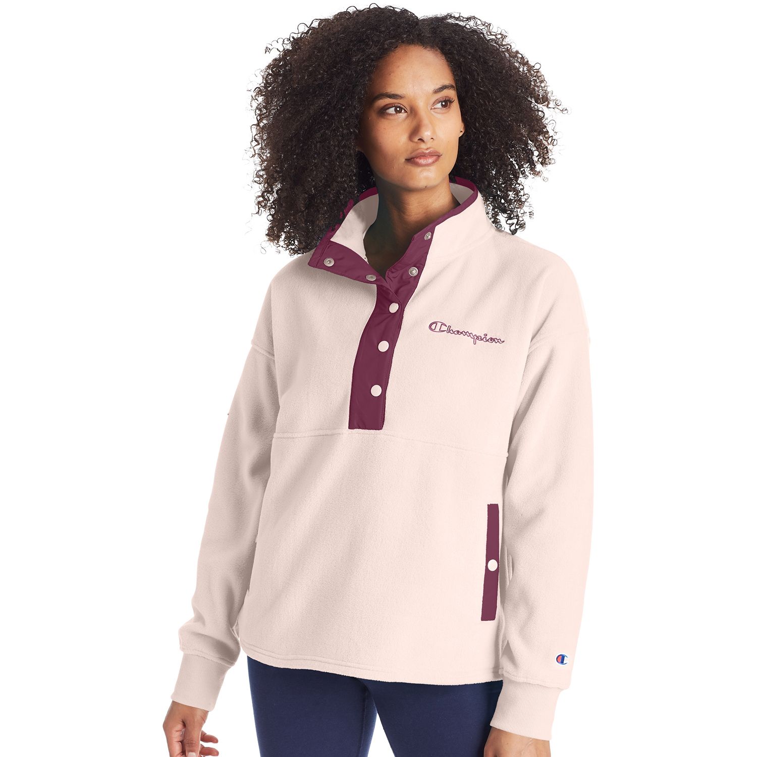 women's snap front fleece jacket