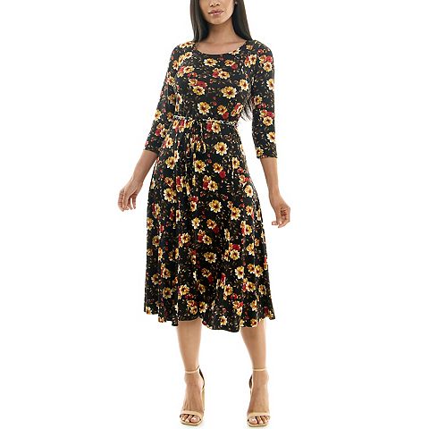 Женские платья Nina Leonard Women's Nina Leonard Patchwork-Print Midi Dress