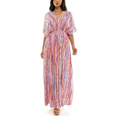 Женские платья Nina Leonard Women's Nina Leonard Print Smocked-Waist Maxi Dress
