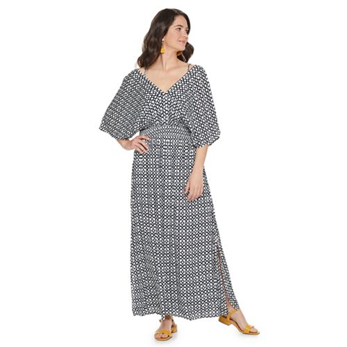 Women's Nina Leonard Print Smocked-Waist Maxi Dress