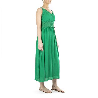 Women's Nina Leonard Crochet Trim Maxi Dress