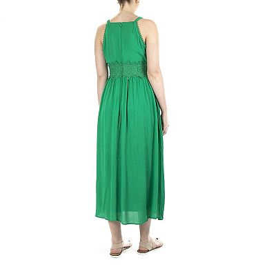 Women's Nina Leonard Crochet Trim Maxi Dress