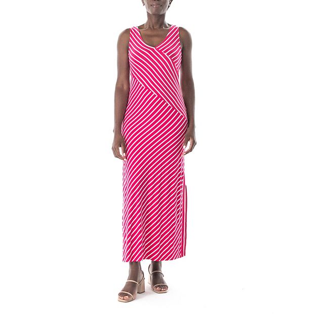 knee length dresses for ladies Rhiannon Burgundy Stripe Knit Maxi Dress - US 6 main image 1