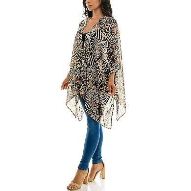 Women's Nina Leonard Floral Open-Front Kimono