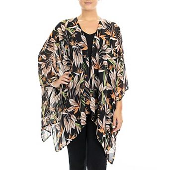 Women's Nina Leonard Floral Open-Front Kimono