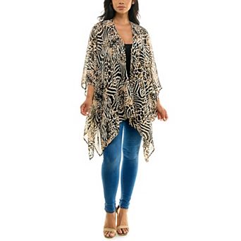 Women's Nina Leonard Floral Open-Front Kimono