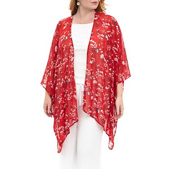 Women's Nina Leonard Floral Open-Front Kimono