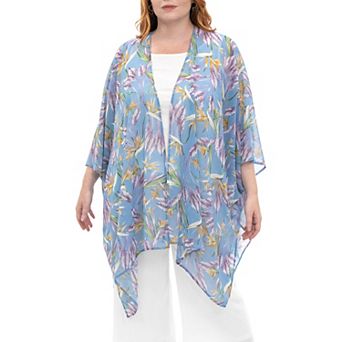 Women's Nina Leonard Floral Open-Front Kimono