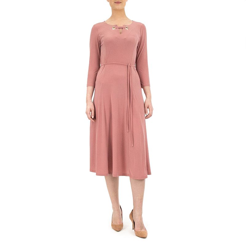 Women's Nina Leonard Grommet-Detail Midi Dress,