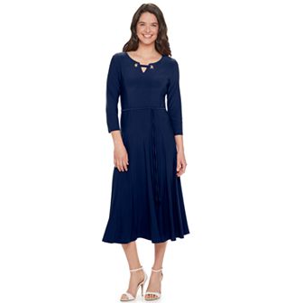 Women's Nina Leonard Grommet-Detail Midi Dress