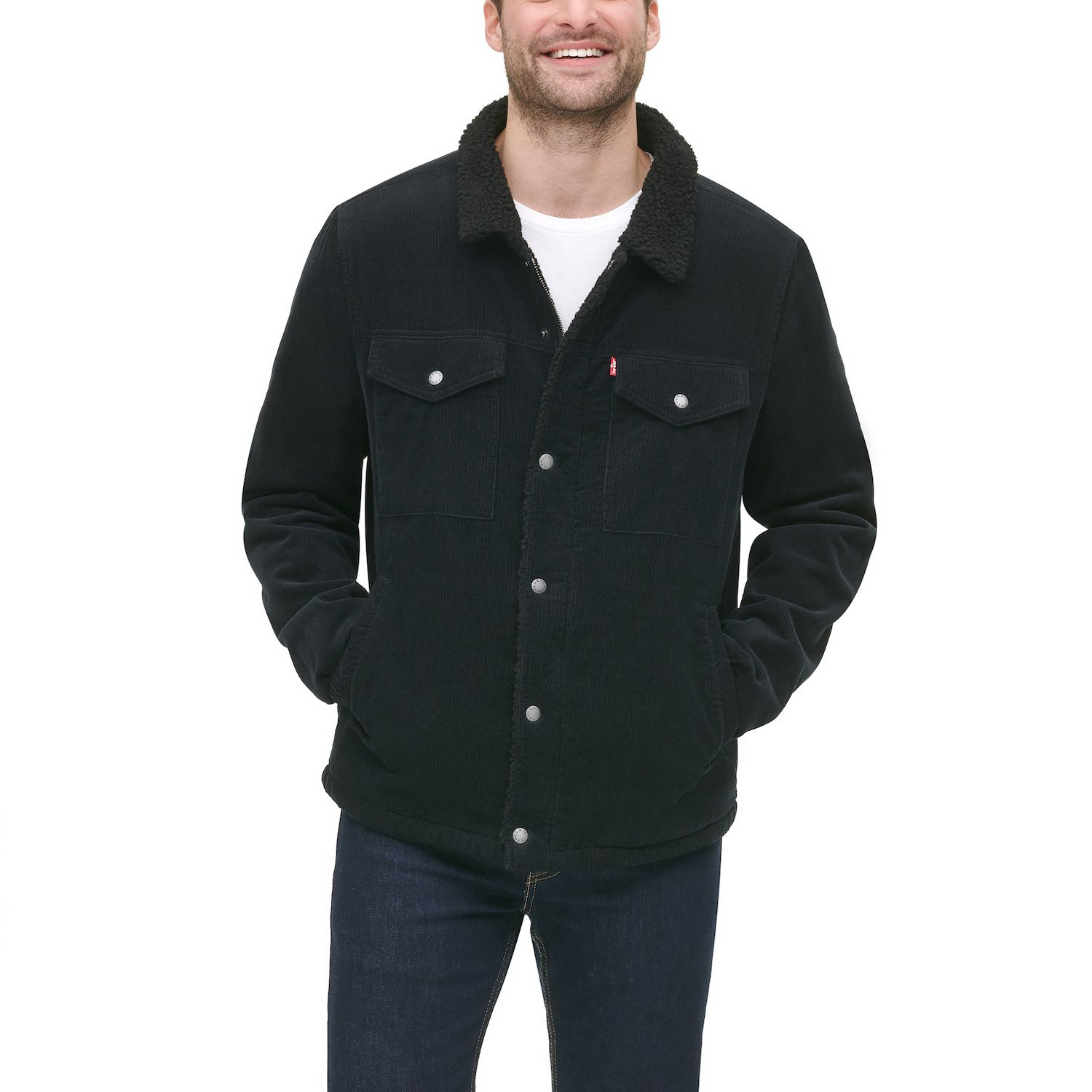 levi's black corduroy sherpa trucker jacket