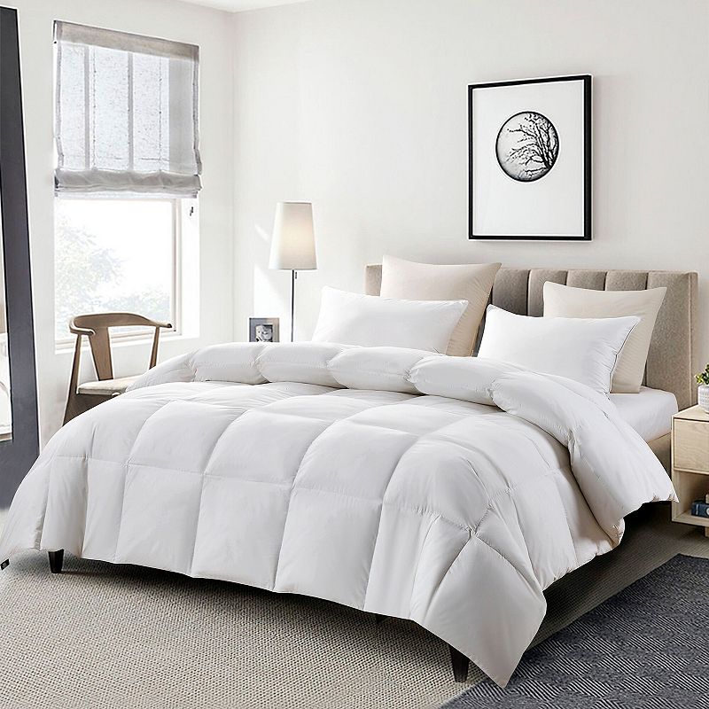 Serta White Goose Feather & Down Comforter - All Seasons Warmth, Full/Queen