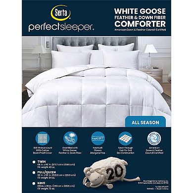 Serta White Goose Feather & Down Comforter - All Seasons Warmth