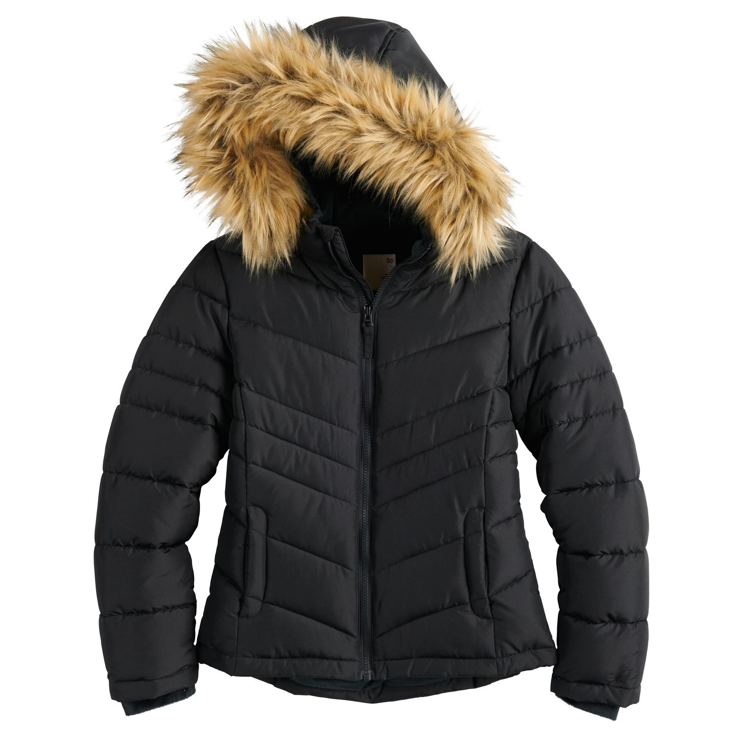 girls puffer jacket with fur