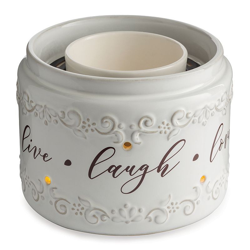 Candle Warmers Etc. Live Laugh Illuminaire Wax Melt Warmer, Med Grey