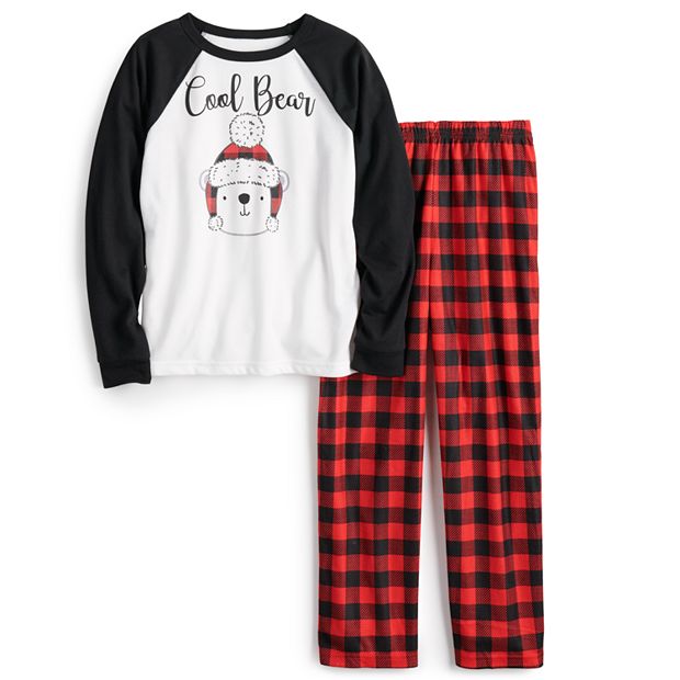 Christmas Red Plaid Bear Family Matching Four Raglan Shirt Gift Set