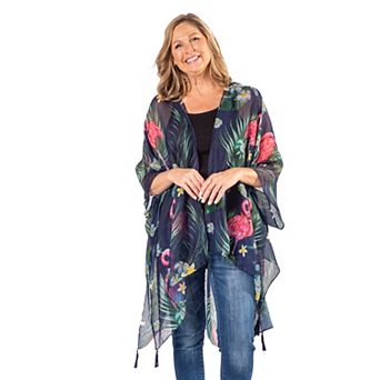 Women's Le Moda Flamingo Kimono With Tassels