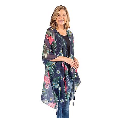 Women's Le Moda Flamingo Kimono With Tassels