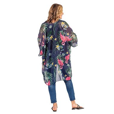 Women's Le Moda Flamingo Kimono With Tassels