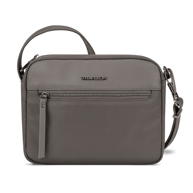 Travelon Anti-Theft Addison Dual Compartment Crossbody Bag, Grey