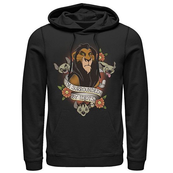 Men's Disney The Lion King Scar With Hyenas Surrounded By Idiots Tee