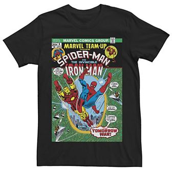 Men's Marvel Team-Up Iron Man & Spider-Man The Tomorrow War Cover Tee