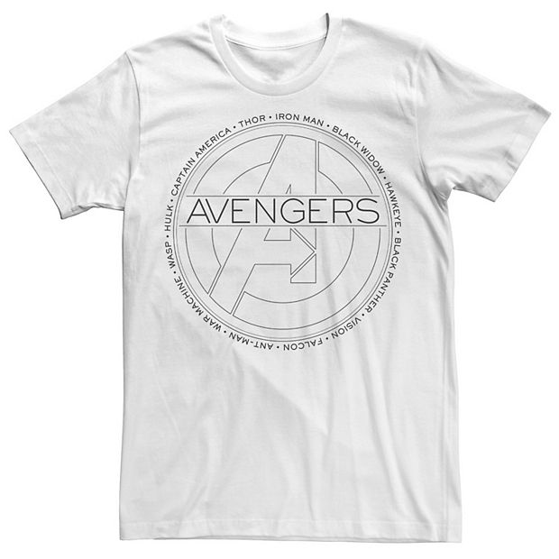 Men s Marvel Avengers Circle Text Name Logo Tee