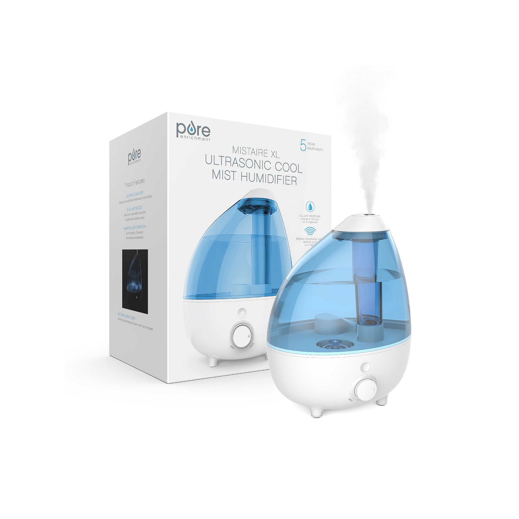Pure Enrichment Extra-Large Ultrasonic Cool Mist Humidifier with Optional N