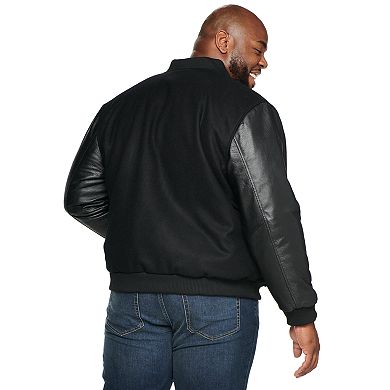 Big & Tall Vintage Leather Wool-Blend Varsity Jacket
