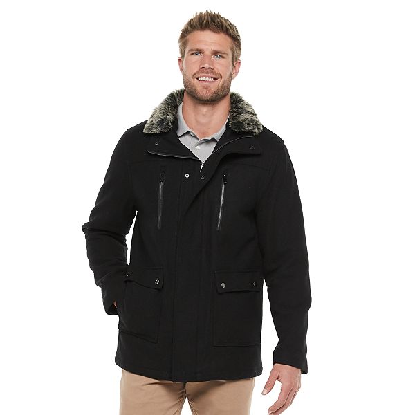 Comaba Mens Fleece Hood Thicken Oversized Fur Collar Outdoor Coat Jacket