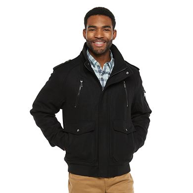 Men's Vintage Leather Wool-Blend Hooded Jacket