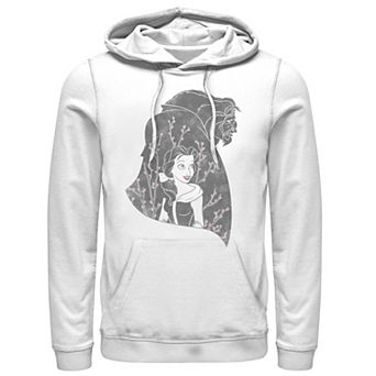 Disney's Beauty & The Beast Men's Silhouette Grayscale & Blossoms Hoodie
