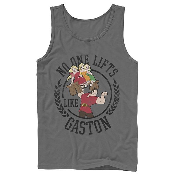 Men's Disney Beauty and the Beast No One Lifts Like Gaston Badge Tank Top