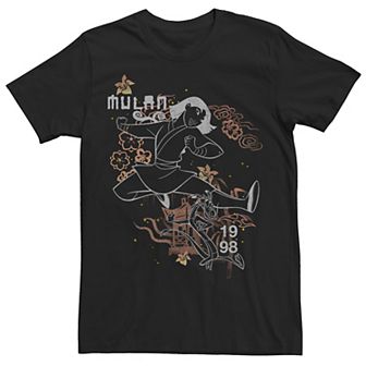 Disney's Mulan Men's Inked Floral Outline Tee
