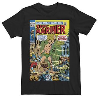 Men's Marvel Namor Battles The Human Race Comic Cover Tee