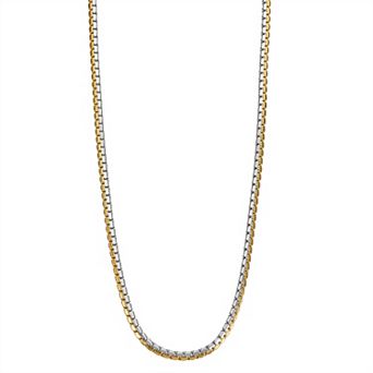 Men's Gold Tone Stainless Steel Flat Box Chain Necklace