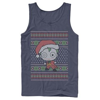 Men's DC Comics Chibi Joker Christmas Sweater Style Tank Top