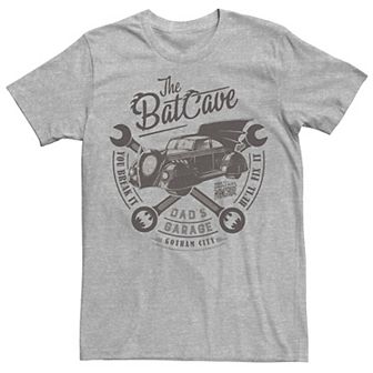 Mens DC Comics The Bat Cave Circle Text Poster Tee
