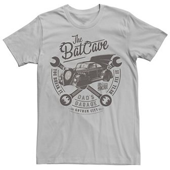Mens DC Comics The Bat Cave Circle Text Poster Tee