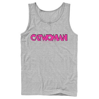 Men's DC Comics Catwoman Pink Retro Text Tank Top