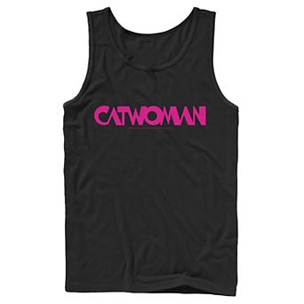 Men's DC Comics Catwoman Pink Retro Text Tank Top