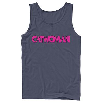 Men's DC Comics Catwoman Pink Retro Text Tank Top