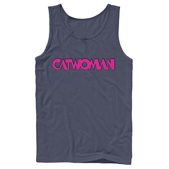 Men's DC Comics Catwoman Pink Retro Text Tank Top