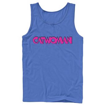 Men's DC Comics Catwoman Pink Retro Text Tank Top