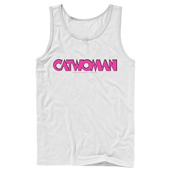 Men's DC Comics Catwoman Pink Retro Text Tank Top