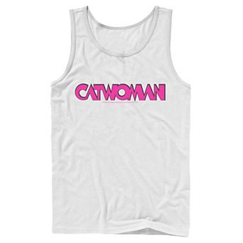 Men's DC Comics Catwoman Pink Retro Text Tank Top