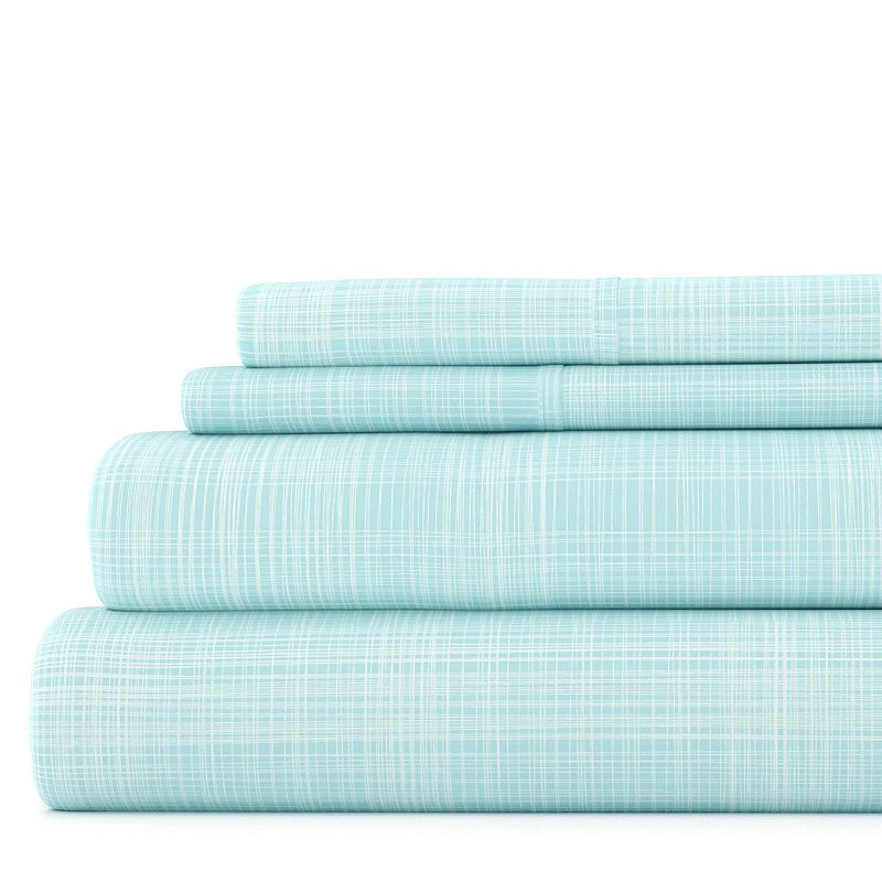 Home Collection Thatch Printed Sheet Set, Turquoise/Blue, FULL SET