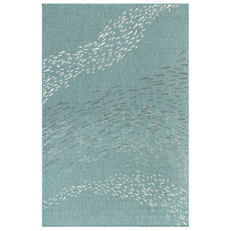 Liora Manne Carmel School Of Fish Indoor Outdoor Area Rug Aqua 23” x 7’ 6” 