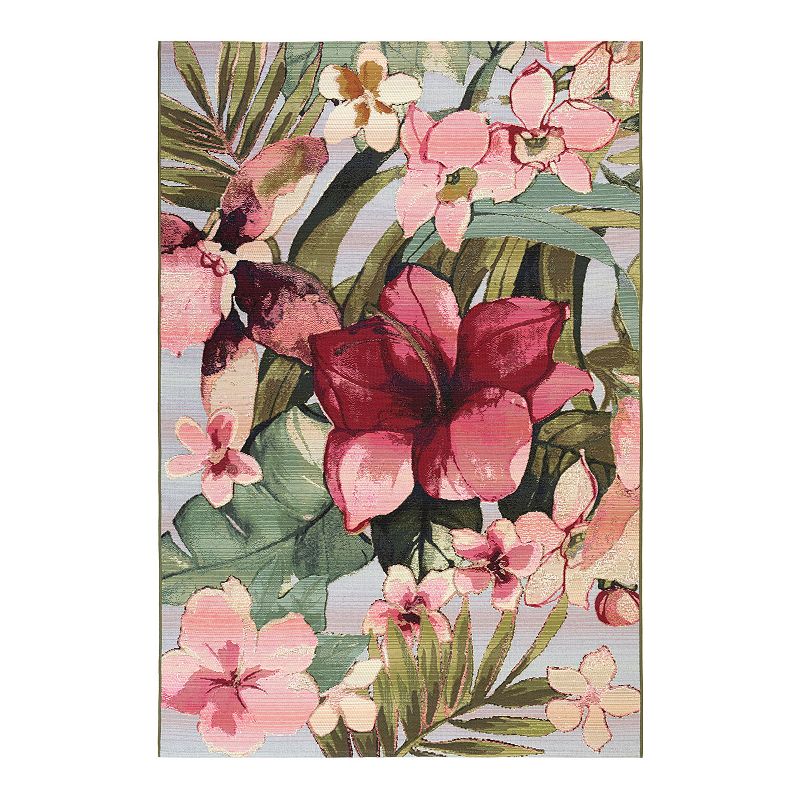 Liora Manne Marina Tropical Floral Indoor Outdoor Rug, Multicolor, 8X10 Ft